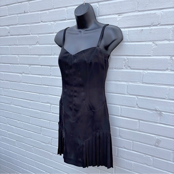 Versace Jeans Couture VTG 90s Y2K Little Black Dress w/ Pleated Skirt SZ 0/2 XS - Picture 2 of 10